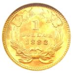 1883 Indian Gold Dollar Coin - NGC MS66