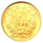 1883 Indian Gold Dollar Coin - NGC MS66