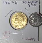 1927-B Swiss 20 Francs Gold Helvetia Coin