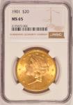 1901 $20 Gold Double Eagle Coin NGC MS65
