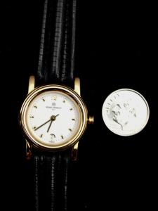 Michel Herbelin Gold Lady's Wristwatch with Leather Strap