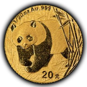 2001 China 20 Yuan Gold Panda Coin 1/20 oz