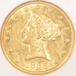 1856 $10 Gold Liberty Eagle Coin NGC AU58