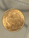 1906 France Gold 10 Francs Rooster Coin