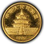 1990 China Gold Panda Coin 5 Yuan 1/20 oz