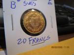 1896 B Swiss 20 Franc Gold Coin
