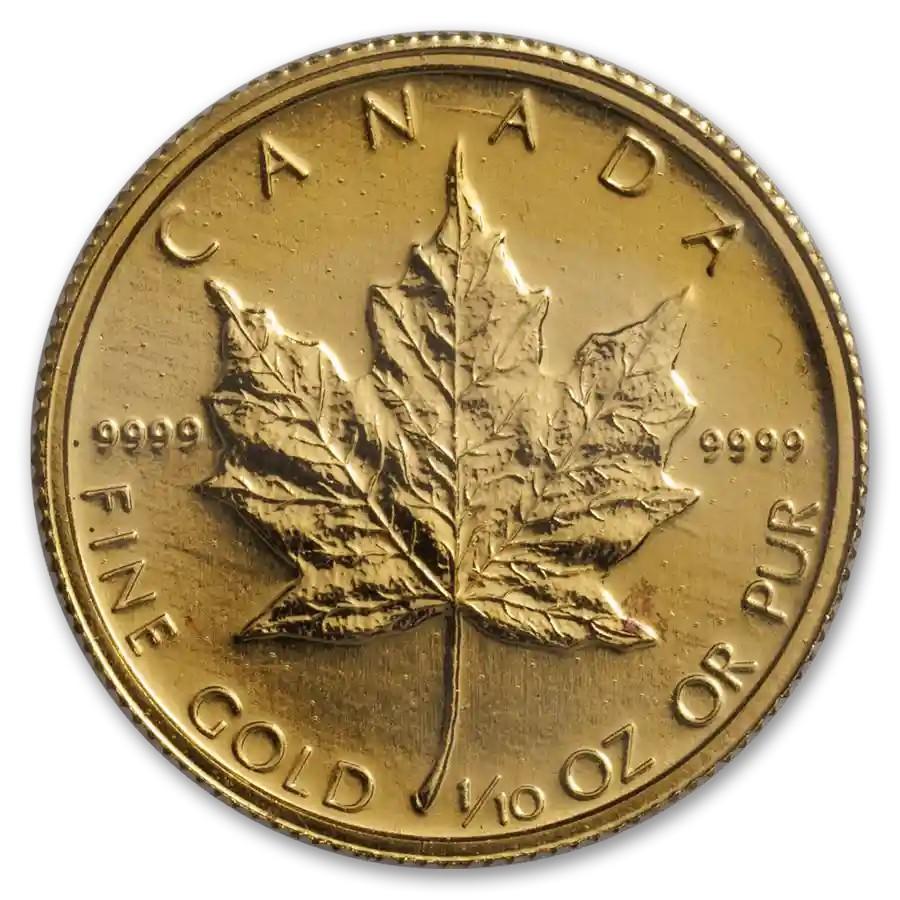 1/10 oz Gold Maple Leaf Coin - Random Year