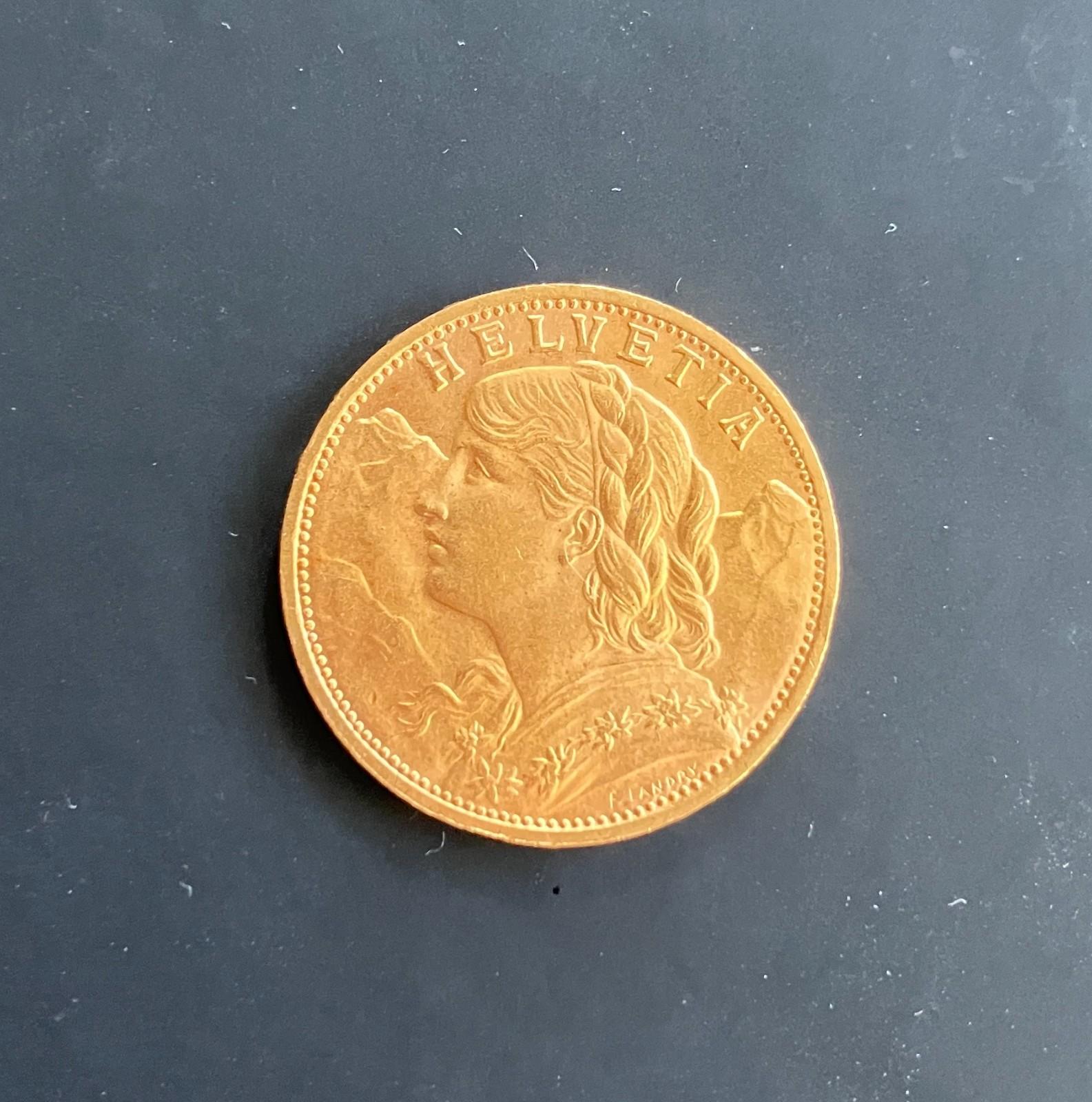 1935 B Swiss Gold 20 Franc Coin 90% Pure