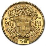 Swiss Gold 20 Francs Helvetia Coin (1897-1949)