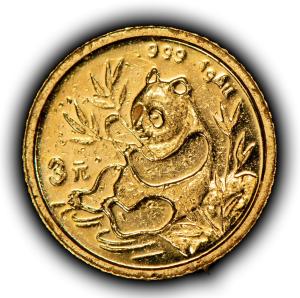 1991 China Gold Panda Coin 3 Yuan 1 Gram