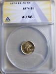 1874 $1 Indian Princess Gold Dollar Coin