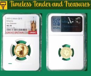2025 Great Britain 1/10 oz Gold Britannia MS70