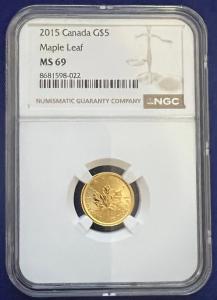 2015 Canadian Maple Leaf 1/10 oz Gold Coin