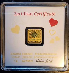 1 Gram .9999 Gold Geiger Square Ingot