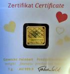 1 Gram .9999 Gold Geiger Square Ingot