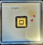 1 Gram .9999 Gold Geiger Square Ingot