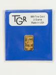 2 Gram Texas Gold Reserve 999 Fine Ingot