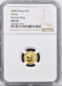 2000 China Gold Panda 1/20 oz Coin NGC MS69