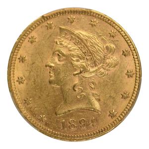 1894 Gold Liberty Head $10 Coin PCGS AU-58