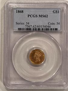 1868 $1 Gold Dollar PCGS MS62 Coin