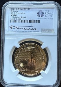 2023 £100 Gold Britannia King Coronation Coin