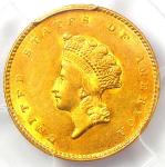 1855 Type 2 Indian Gold Dollar Coin AU58