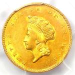 1855 Type 2 Indian Gold Dollar Coin AU58