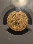 1908 Indian Head Quarter Eagle Gold Coin MS61