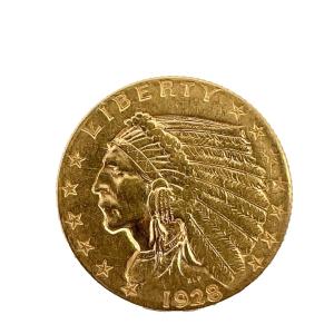 1928 Indian Head $2.50 Gold Quarter Eagle Coin