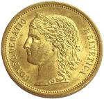 1883 Swiss 20 Franc Helvetia Gold Coin