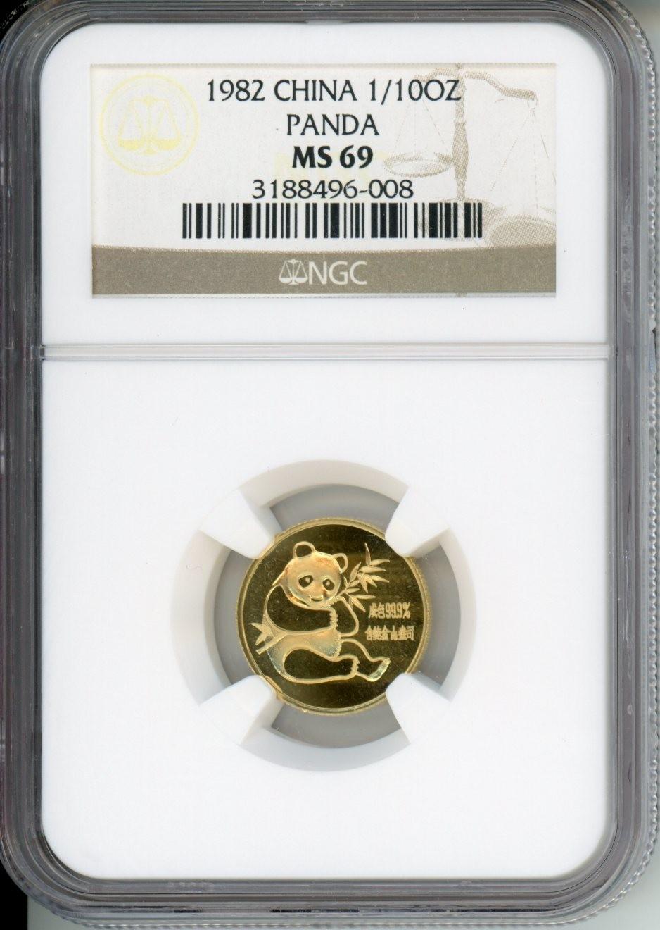 1982 Chinese Gold Panda 1/10 Oz Coin MS69
