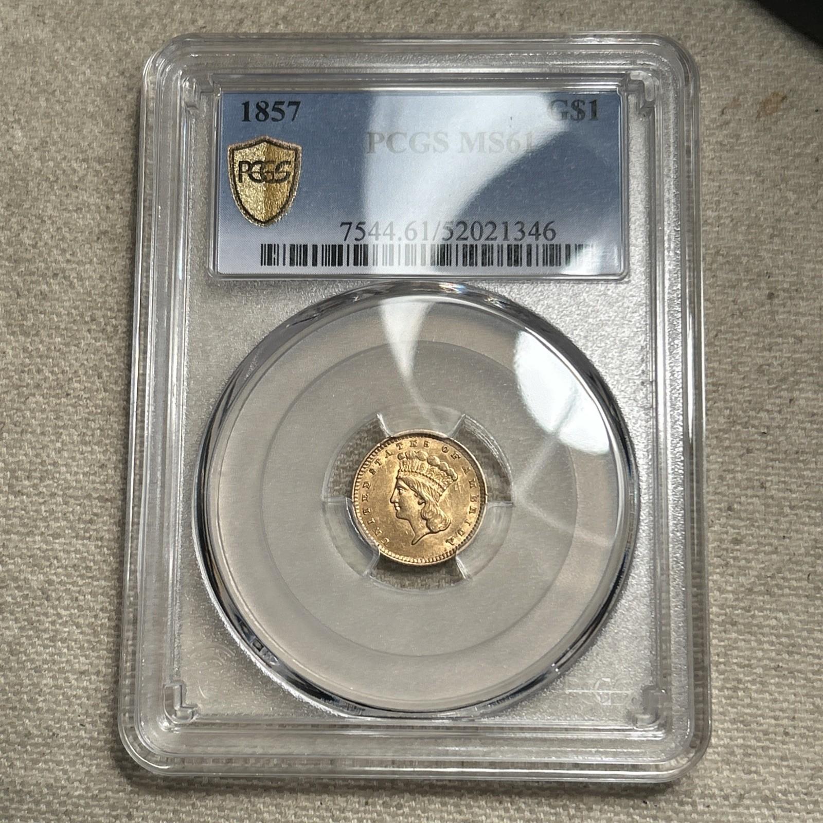 1857 Type 3 Gold Dollar PCGS AU55