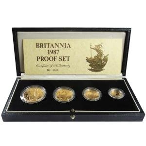 1987 U.K. Britannia Gold 4 Coin Set