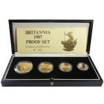 1987 U.K. Britannia Gold 4 Coin Set