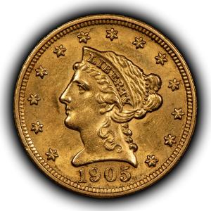 1905 Liberty Head Gold Quarter Eagle Coin