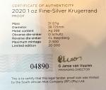 2020 Silver South Africa Proof Krugerrand Coin