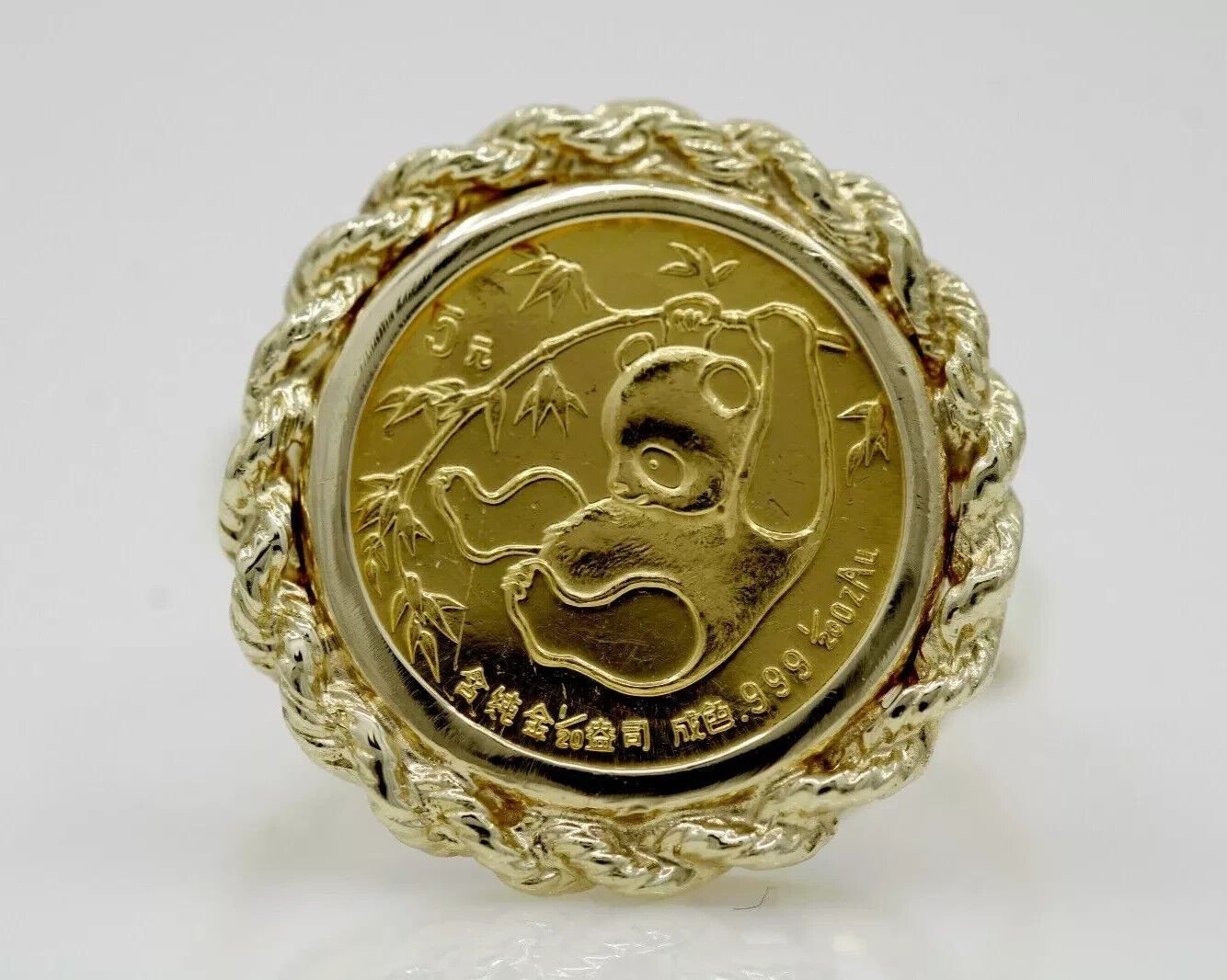 14k Yellow Gold Chinese Panda Coin Ring