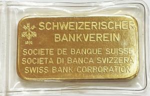 Swiss Bank 100g Gold Bar 999.9 Fine