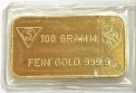 Swiss Bank 100g Gold Bar 999.9 Fine