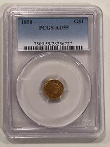 1850 $1 Gold Dollar PCGS AU55 Type 1 Coin