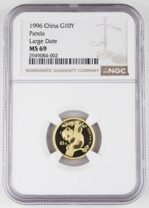 1996 China 10 Yuan 1/10 Oz Gold Panda Coin