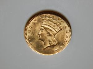 1874 Gold Dollar Type 3 MS-61 NGC/CAC Coin