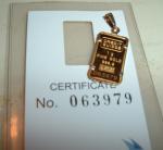 24K Gold Credit Suisse 1g Ingot Bar with Pendant