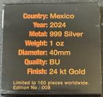 2024 1 Oz Gold Gilded Mexican Libertad Coin