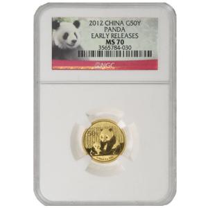 Chinese Gold Panda Coin 1/10 oz MS70