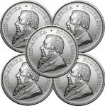 Set of 5 – 2025 South Africa 1 oz Silver Krugerrand