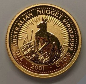2001 Australia Gold Kangaroo Nugget Coin 1/10 Oz