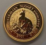 2001 Australia Gold Kangaroo Nugget Coin 1/10 Oz