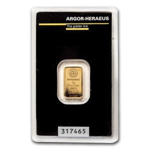 Argor-Heraeus 2 Gram Gold Bar in Assay