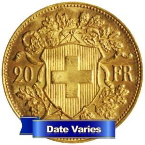 Swiss Gold 20 Francs Helvetia Coin